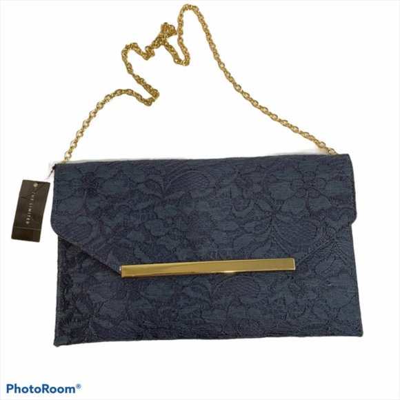 The Limited Handbags - Lace Clutch or Crossbody Bag Navy